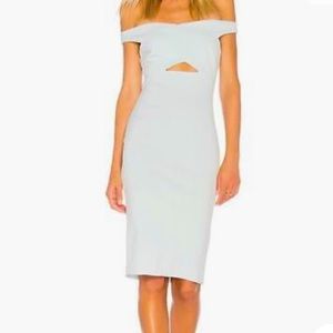 Bec & Bridge bodycon off shoulder cocktail dress w cutout.